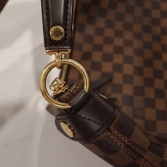 Discontinued Louis Vuitton Duomo Hobo Damier Ebene Red Interior - Picture 5 of 12